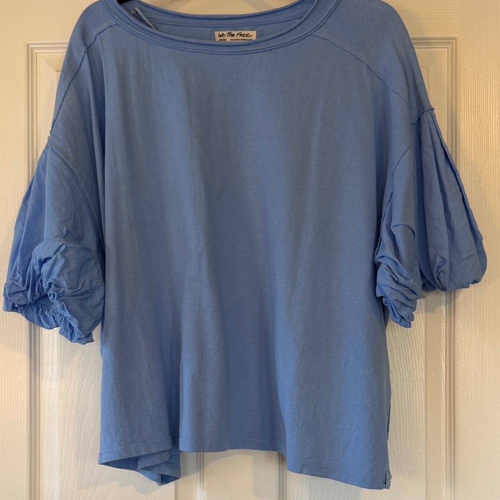 We The Free Light Blue Short Sleeve Top